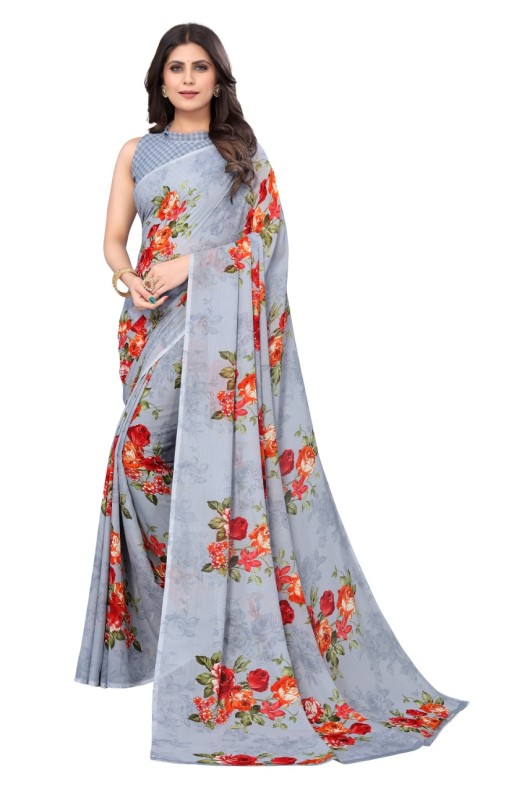 Fancy Georgette Printed Saree With blouse